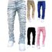 Foreign Trade European And American Street Style Men's Straight Jeans Cross-Border Stretch Patchwork Tassel_mkmklike.com
