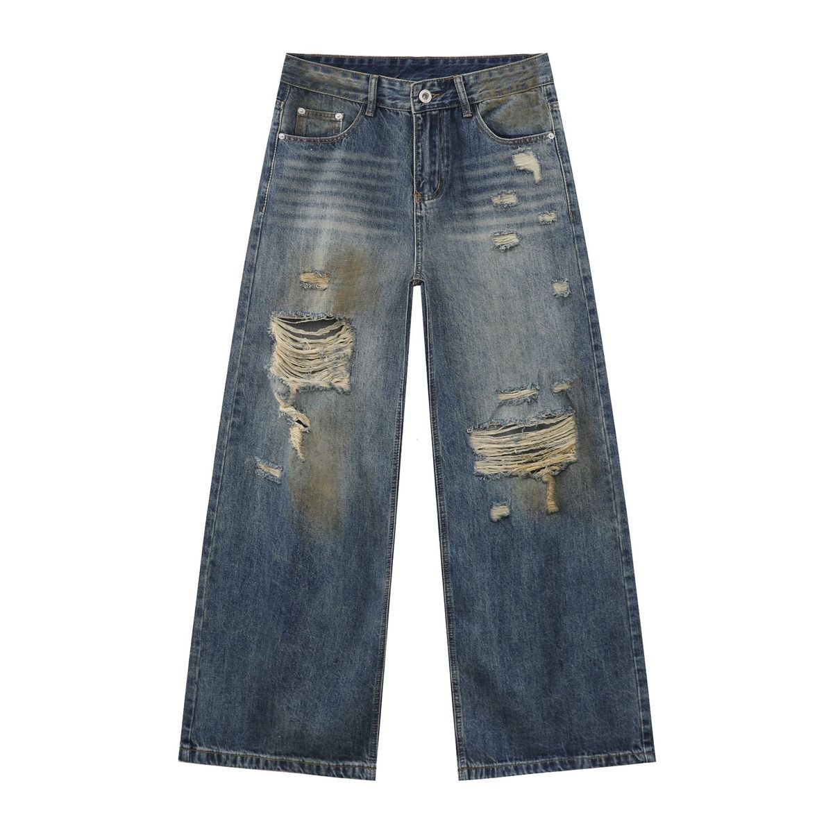 Men’s Washed Loose Straight Wide Leg Pants Trendy_mkmklike.com