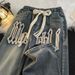 Men's Clothing Jeans For Men All Seasons Trendy Straight Loose Casual Trousers Towel Embroidery High Street Wide Leg Jeans_mkmklike.com