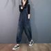 Striped Patchwork Denim Overalls For Women, Autumn Korean Style, Plus Size Loose Straight Long Pants, Slimming High_mkmklike.com