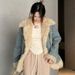 "Vintage-Inspired Denim Coat For Women - Fleece-Lined Winter Jacket With Cotton Padding, Warm & Stylish Outerwear"_mkmklike.com