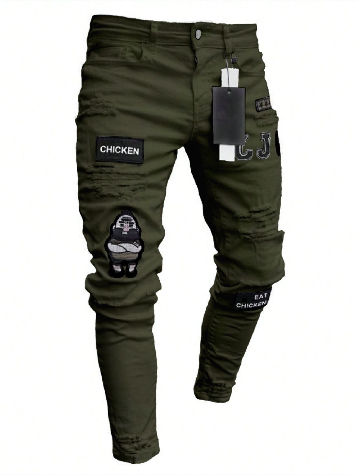Men's Retro Slim Fit Stretch Skinny Jeans American Style With Ripped Details_mkmklike.com