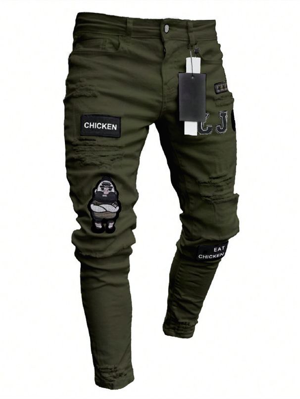 Men's Retro Slim Fit Stretch Skinny Jeans American Style With Ripped Details_mkmklike.com