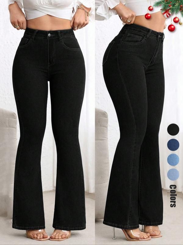 Women's Stretch Slim Fit Flared Pants High Waist Slightly Bootcut Hip Lifting New Style_mkmklike.com
