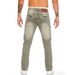 Men's Clothing Men's Straight Leg Slim Fit Stretch Jeans Unique Leather Patch Design Solid Color Retro Style Best Selling_mkmklike.com