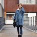 Women's Plus Size Fleece-Lined Denim Jacket With Sherpa Lining, Thick Long Coat For Winter, Casual & Elegant Style_mkmklike.com