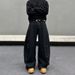 American Ickle Banana Jean Men' Corridor Haped Black Lightly Flared Wide Leg Handome High Treet Curved Knife_mkmklike.com