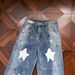 Vintage Distressed Paint Graffiti Star Straight Loose Fit Jeans For Men - Retro Denim Pants With Washed Effect, Comfortable Casual Trousers_mkmklike.com