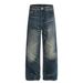 Unisex Retro Denim King Whiskered Texture Design Loose Straight Leg Jeans High Street Style Men's Clothing_mkmklike.com