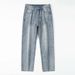 Men's Clothing Men's Washed Light Blue Splatter Print Relaxed Fit Straight Leg Casual Pants_mkmklike.com