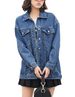 Vintage Washed Denim Jacket For Women - Distressed Loose Fit Casual Coat With Long Sleeves (Light Blue, Dark Blue, Black Gray)_mkmklike.com
