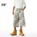 EF JEANS | 2025 Summer Wide-leg Loose Casual 7-point Jeans Trendy Snow Camouflage Denim Straight_mkmklike.com