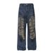 Heavy-Duty Jeans For Men And Women, Vibe Style, Trendy Brand, Distressed Spray Paint, Dirty Ripped Loose Wide-Leg Pants_mkmklike.com