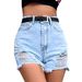 Women's Clothing Style Ins Fashion High Waist Denim Ripped Shorts_mkmklike.com