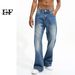 EF JEANS | 2023 New American Retro White Slightly Pulled Pants Slim Washed Straight Wide-leg Jeans Men_mkmklike.com