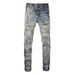 Forge New European And Trendy Brand Light Blue Washed Stretch American High Street Basic Jeans Slim Fit Skinny Pants Men_mkmklike.com