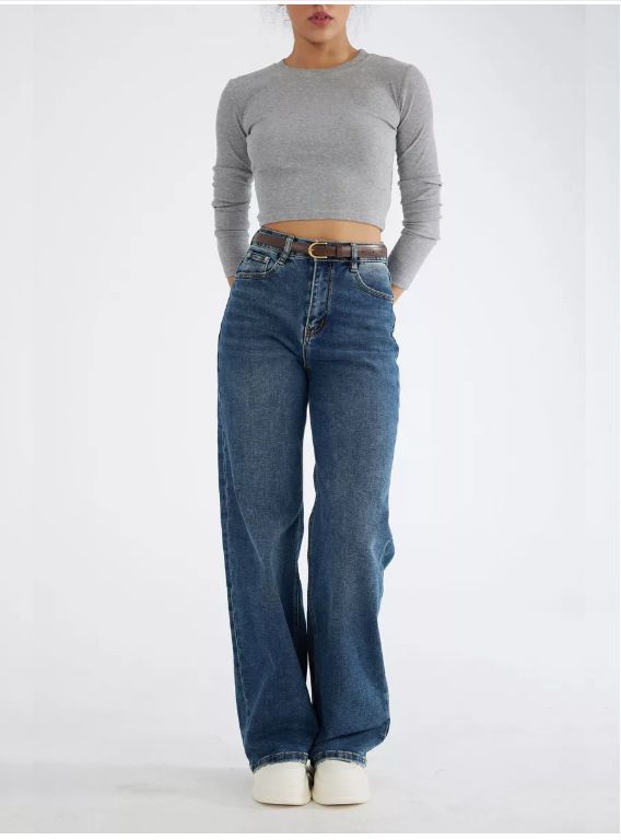 Women's Wide-Leg Jeans – High Waist Flared Denim Pants – Fashion Stretch Cotton Trousers_mkmklike.com