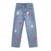 Lightning Print Washed Denim Jeans - West Coast Aesthetic High Street Vibe Deconstructed Loose Straight Leg Cargo Pants_mkmklike.com