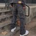 Men's Loose Fit Wide Leg Jeans Casual Ripped Hip Hop Style Stretch Flare Long Pants mid Waist Blue_mkmklike.com