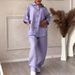 Women's Clothing 2 piece Set Large Size Cotton and Linen Shirt Set High Waist Loose Pants_mkmklike.com
