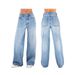 Women's Loose Fit Wide Leg Jeans - Comfortable Cotton Denim Pants With Distressed Details, Classic Blue, Sizes S-XXL_mkmklike.com