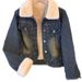 Women's Short Denim Jacket With Fleece Lining, Stylish And Warm Winter Coat For Petite Women, Trendy Casual Outerwear_mkmklike.com
