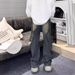 Men's Retro Heavy Duty Distressed Denim Jeans High Street Vibe Patchwork Straight Leg Wide Leg Trousers For Spring_mkmklike.com