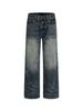 "Vintage Washed Distressed Straight Leg Denim Jeans - Unisex Relaxed Wide Cut A-Line Pants With Battle Jeans Style For Men & Women"_mkmklike.com