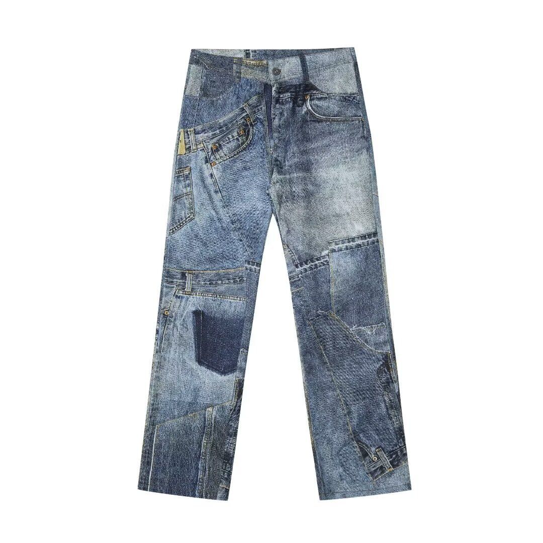 Men's Slim Fit Stretch Denim Jeans - Trendy Streetwear Straight Leg Pants For Youth (S-XXXL, Blue, Washed Cotton)_mkmklike.com