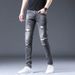 Pure Spring And Autumn Ripped Men With Patche, Cotton Caual Trendy Men' Jean, Youth Stretch Slim Fit For Men, Skinny_mkmklike.com