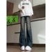 American Style Blue Micro Flared Jeans Men's Summer Street Vibe Narrow Straight Leg High Waist Slimming Pants_mkmklike.com