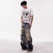 Graffiti Distressed 3D Digital Vintage Jeans For Men American Street Style Niche Design Straight Loose Wide-Leg Pants_mkmklike.com