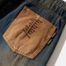 Men's Distressed Denim Shorts Loose Straight Leg Design Slanted Pockets Yellow Mud Dye Washed Finish Summer Wear_mkmklike.com