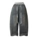 American West Coast Style Design Patchwork Fake Two-Piece Jeans For Men And Women High Waist Loose Wide-Leg Scimitar_mkmklike.com