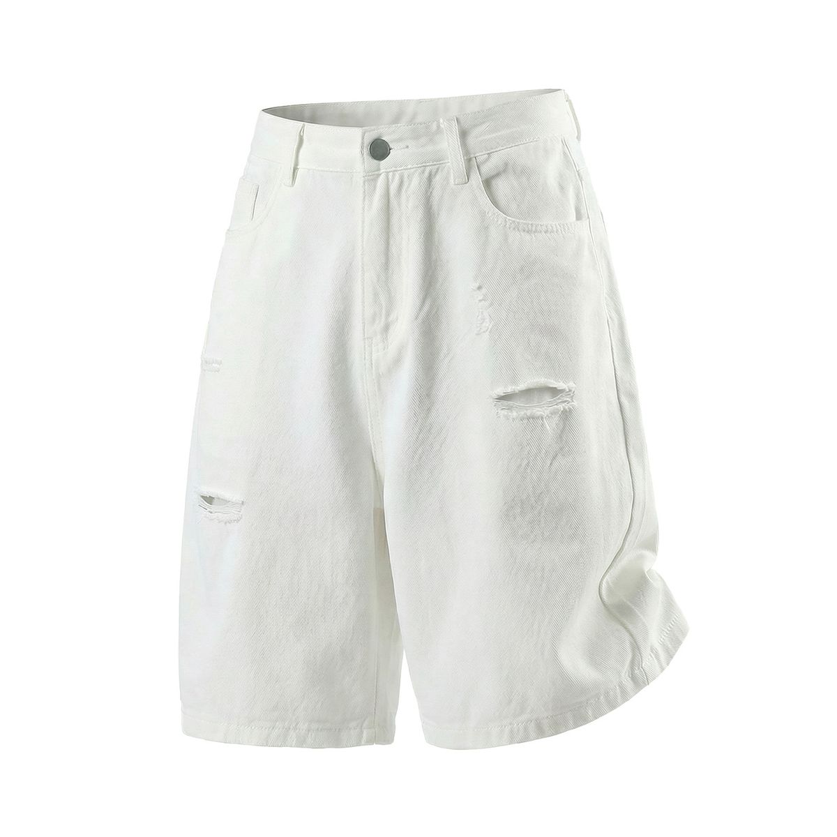 Men's Ripped And Distressed Denim Shorts Straight Leg Loose Fit Casual Five Point Pants Trendy Summer Style_mkmklike.com