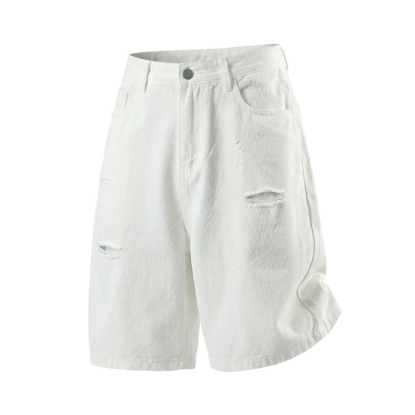 Men's Ripped And Distressed Denim Shorts Straight Leg Loose Fit Casual Five Point Pants Trendy Summer Style_mkmklike.com