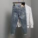 Men's Jeans Trendy Brand Blue Nine Points Versatile Spring New Slim-fitting Small Feet Elastic Trousers_mkmklike.com