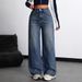 High-Waisted Straight-Leg Jeans – Vintage Washed Denim For Effortless Street Style_mkmklike.com
