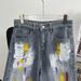 Women's Clothing Heavy Beaded Painted Worn Fashionable All Match Straight Wide Leg Pants_mkmklike.com
