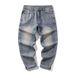 Spring New Loose Small Scimitar Pants Men's Fattened Plus Size Thin Denim Trousers Men's Retro Mud Yellow American Pants_mkmklike.com