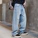 Men's Clothing New American High Street Hot Diamond Full Diamond Design Jeans Men's Loose Straight Washed Fashion Men's Casual Trousers_mkmklike.com