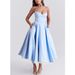 Women's clothing new suspender V neck sleeveless dress tutu long skirt_mkmklike.com