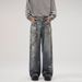 Men's Trendy Loose Wide Leg Straight Leg Jeans Digital Cut Print New AC Pants Clothing Wear Archer0603_mkmklike.com