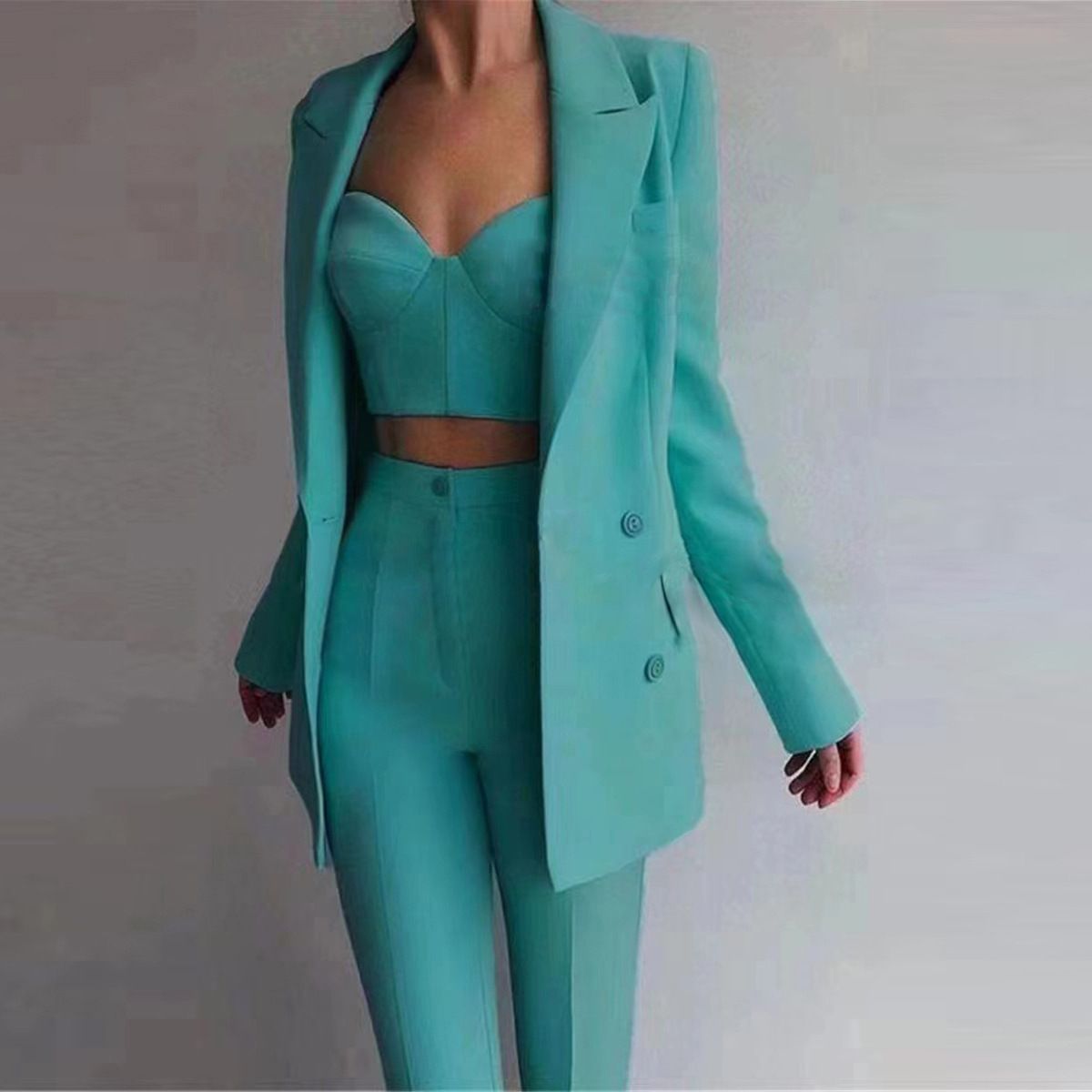 Women's clothing new high-quality casual temperament commuting fashion OL professional women's suit bra pants suit_mkmklike.com