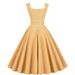 Women's Clothing collar sleeveless slim temperament high waist mid length skirt with big swing retro dress sleeves _mkmklike.com