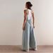 Women's Loose Wide Leg Denim Overalls Casual Solid Color Polyester Spring/Autumn Summer Regular Fit Jeans_mkmklike.com