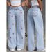 Women's High-Waisted Vintage Straight Leg Jeans - Retro 90s Relaxed Fit Denim Pants With Flowy Drape (S-2XL, Light Wash)_mkmklike.com