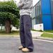 American High Street Pocket Gray Cargo Men Straight Jeans Long Trendy Loose Wide Leg Casual Pants Unisex_mkmklike.com