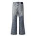 Washed White Ripped Flared Jeans For Men, Hippie High Street Style, Vintage Loose Wide-Leg Bell-Bottom Pants_mkmklike.com