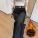 New Autumn And Winter Korean-style Jeans, Fleece-lined, Thickened, High-waisted, Slimming, Loose-fitting, With A_mkmklike.com